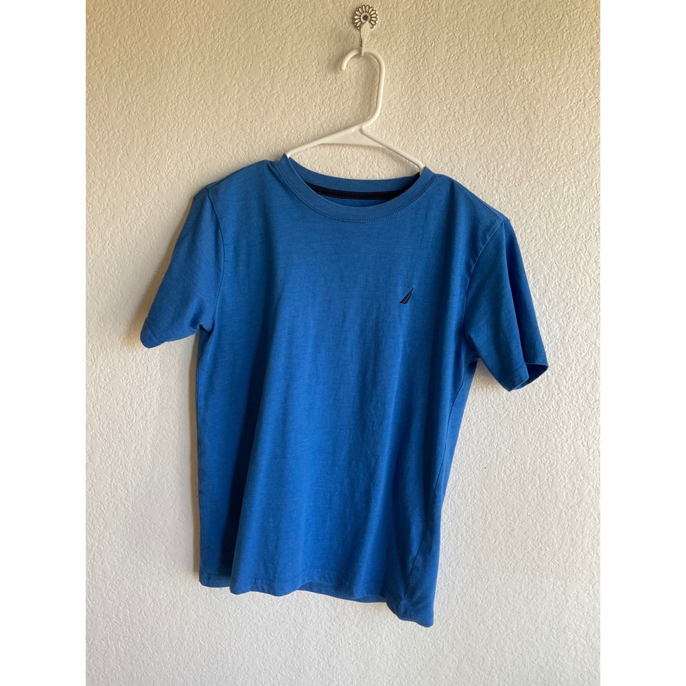Nautica Boys Blue Short Sleeve T-Shirt Crew Neck Logo Size L 14/16 casual